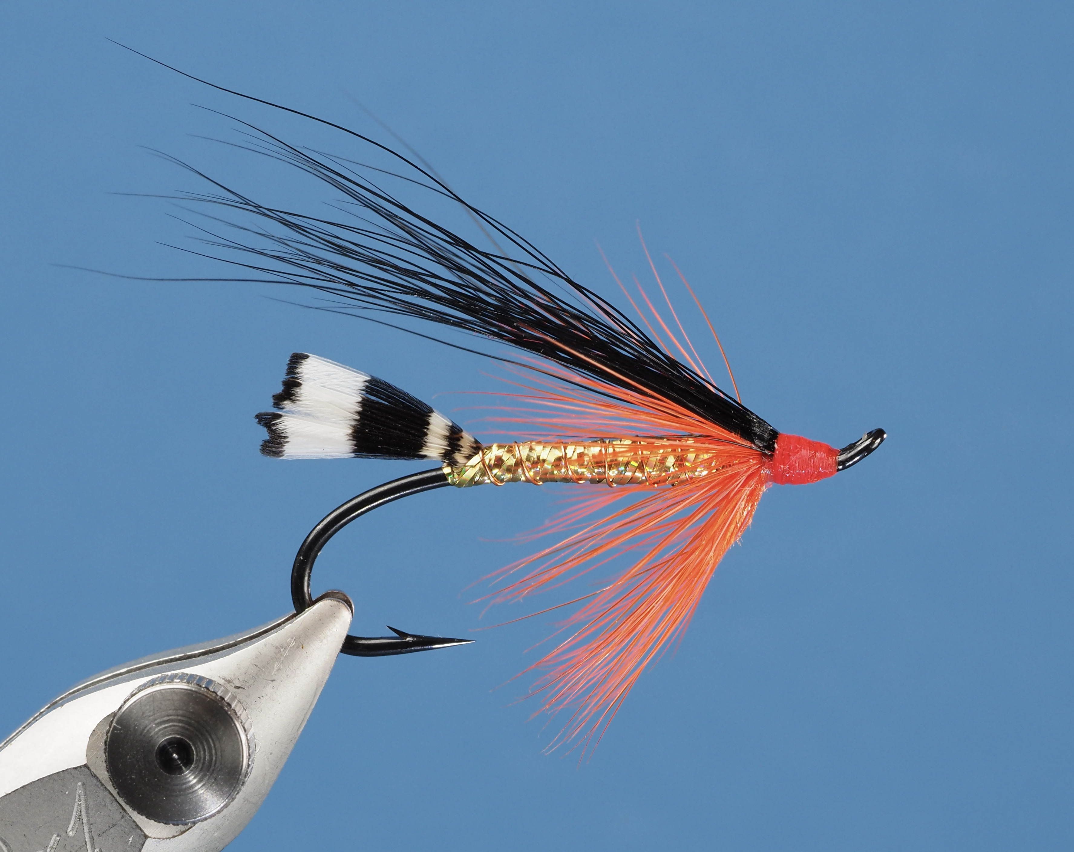 4 X Black And Orange Size 14 Marabou fishing flies 