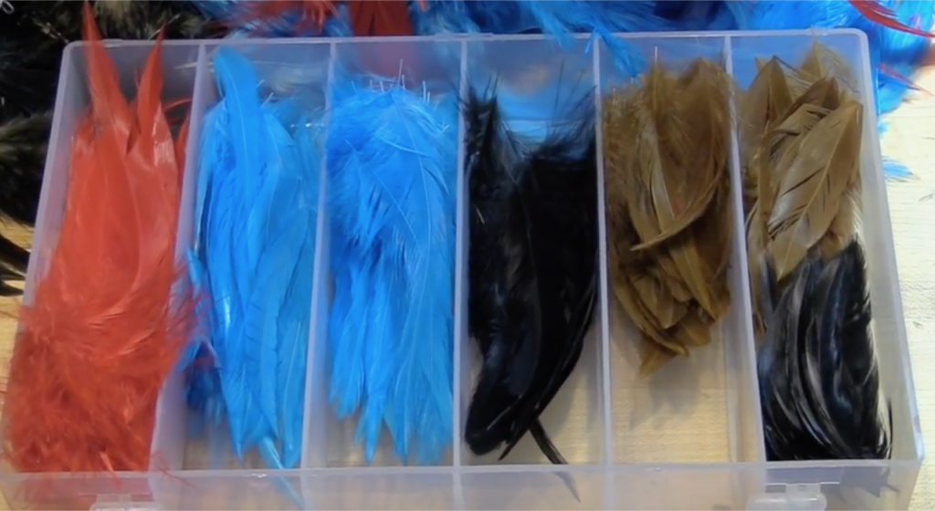 This is an example of how I store pre-sorted saddles and schlappen feathers.