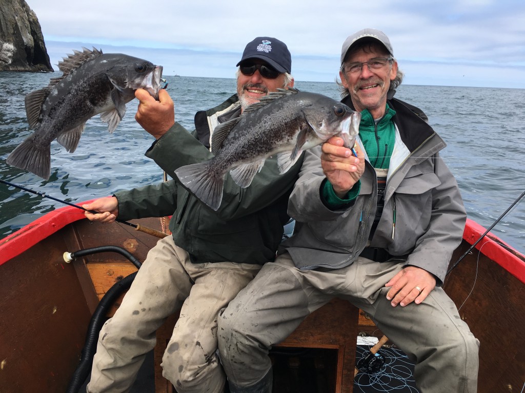 Steve and Jay with black rockfish and smiles.